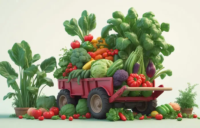 Elegant 3d Illustration of Vegetable Truck